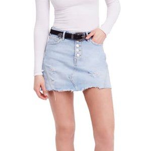 Free People Distressed Denim Mini Skirt